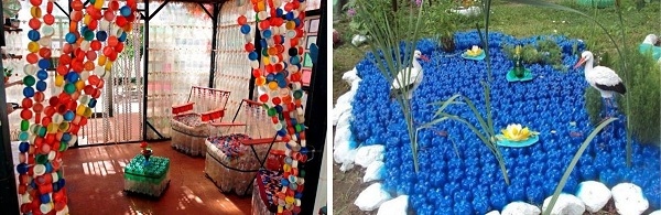 Оригинална украса за градината от пластмасови бутилки