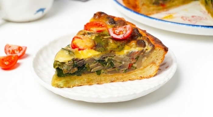 Киш с гъби и спанак